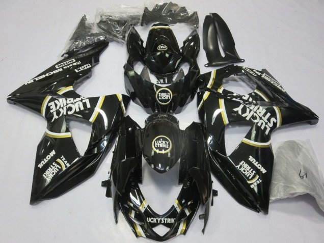 2009-2016 Suzuki GSXR 1000 Motorcycle Fairings - Glossy Black Lucky Strike Canada