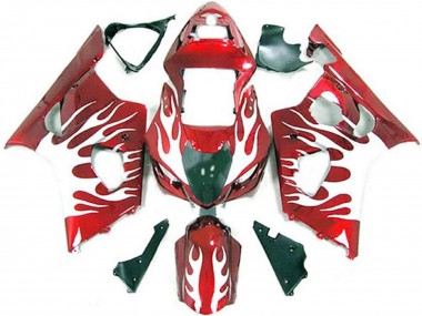 Cheap 2003-2004 Suzuki GSXR 1000 Motorcycle Fairings - White Red Flame Canada