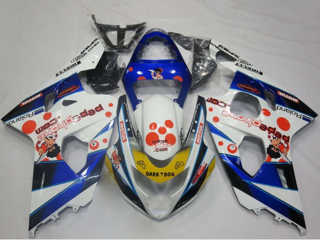 2004-2005 Suzuki GSXR 600 / GSXR 750 Motorcycle Fairings - White Blue Red Yellow Black Dark Dog Canada