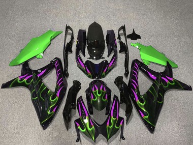 Cheap 2008-2010 Suzuki GSXR 600 / GSXR 750 Motorcycle Fairings - Glossy Black Green Purple Flame Canada