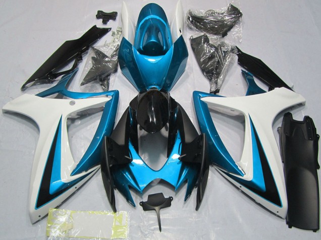 2006-2007 Suzuki GSXR 600 / GSXR 750 Motorcycle Fairings - White Blue Glossy Black Canada