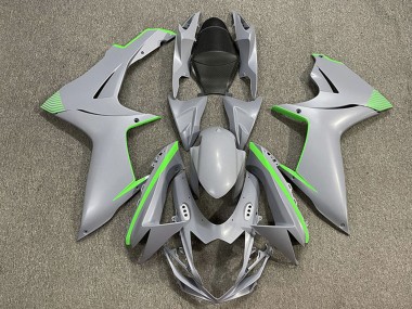 Cheap 2011-2024 Suzuki GSXR 600 / GSXR 750 Motorcycle Fairings - Matte Nardo Grey Green Accents Canada