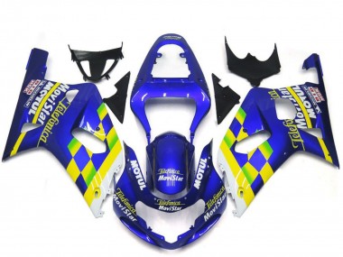 Cheap 2001-2003 Suzuki GSXR 600 / GSXR 750 Motorcycle Fairings - Blue Yellow Green White MoviStar Canada