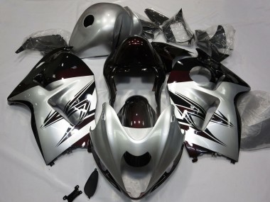 Cheap 1996-2007 Suzuki GSXR 1300 Motorcycle Fairings - Silver Dark Red Canada