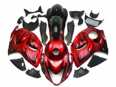 Cheap 2008-2020 Suzuki GSXR 1300 Motorcycle Fairings - Red with Black Flame Canada