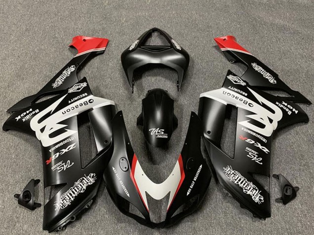 2007-2008 Kawasaki ZX6R Motorcycle Fairings - Custom Matte Black White Red Canada