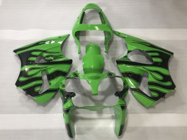 Cheap 2000-2002 Kawasaki ZX6R Motorcycle Fairings - Green Black Flame Canada