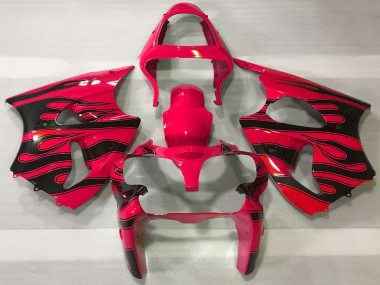 Cheap 2000-2002 Kawasaki ZX6R Motorcycle Fairings - Red Black Flame Canada