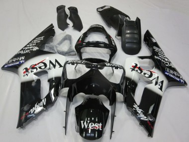 Cheap 2003-2004 Kawasaki ZX6R Motorcycle Fairings - Glossy Black White West Canada