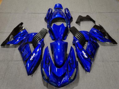 Cheap 2006-2011 Kawasaki ZX14R Motorcycle Fairings - Blue Black Flame Canada