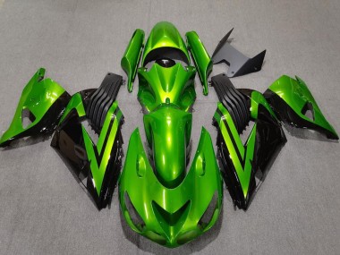 Cheap 2006-2011 Kawasaki ZX14R Motorcycle Fairings - Green Glossy Black Canada