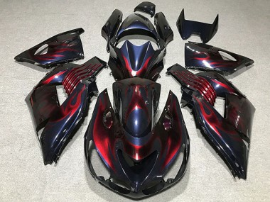 Cheap 2006-2011 Kawasaki ZX14R Motorcycle Fairings - Chameleon Blue Black Red Flame Canada