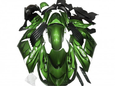 Cheap 2006-2011 Kawasaki ZX14R Motorcycle Fairings - Green Black Flame Canada