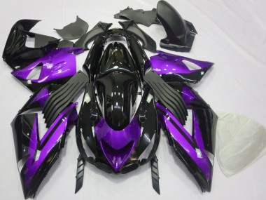 Cheap 2006-2011 Kawasaki ZX14R Motorcycle Fairings - Purple Glossy Black Canada