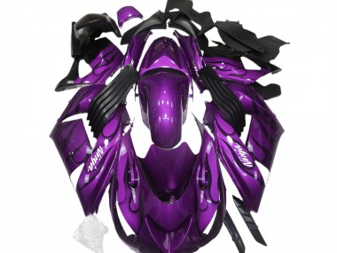 Cheap 2006-2011 Kawasaki ZX14R Motorcycle Fairings - Purple Black Flame White Ninja Canada