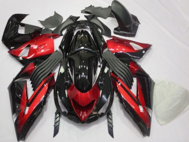 Cheap 2006-2011 Kawasaki ZX14R Motorcycle Fairings - Red Glossy Black Stripe Canada