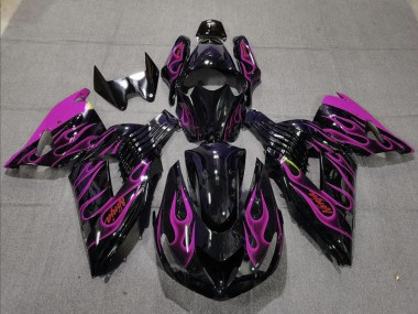 Cheap 2006-2011 Kawasaki ZX14R Motorcycle Fairing - Glossy Black Purple Flame Canada