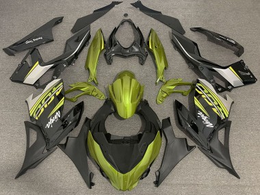 Cheap 2018-2024 Kawasaki Ninja 400 Motorcycle Fairings - Liquid Yellow Glossy Black Matte Black OEM Style Canada
