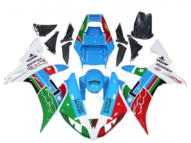 2002-2003 Yamaha R1 Motorcycle Fairings - White Blue Red Green Motul Michelin Dunlop Canada