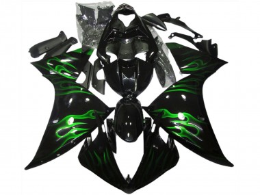 Cheap 2009-2011 Yamaha R1 Motorcycle Fairings - Glossy Black Green Flame Canada