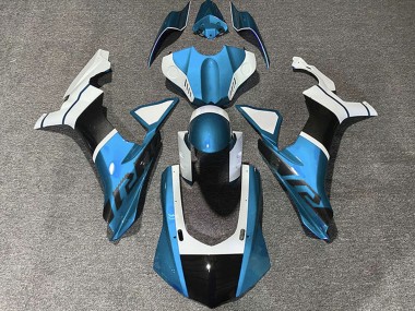 Cheap 2015-2019 Yamaha R1 Motorcycle Fairings - Light Blue White Carbon Fiber Accents Canada