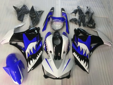 Cheap 2015-2018 Yamaha R3 Motorcycle Fairings - White Blue Glossy Black Shark Canada