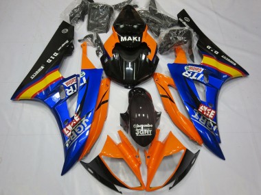 Cheap 2006-2007 Yamaha R6 Motorcycle Fairings - Orange Blue Glossy Black Castrol Canada
