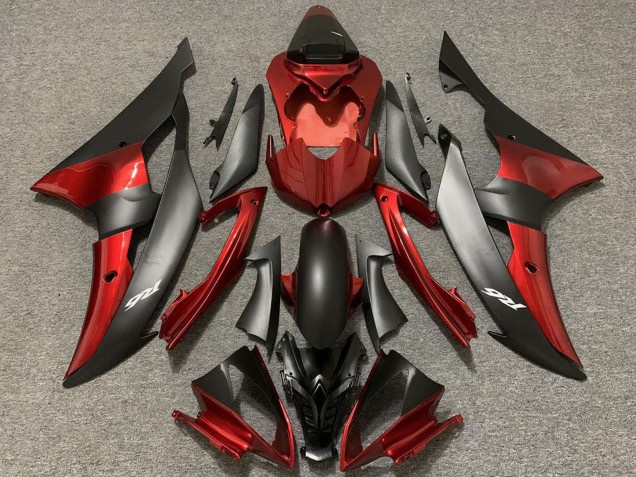 2008-2016 Yamaha R6 Motorcycle Fairings - Red Matte Black Canada