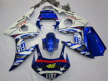 Cheap 2003-2004 Yamaha R6 Motorcycle Fairings - White Blue Fiat Michelin Motul 46 Canada