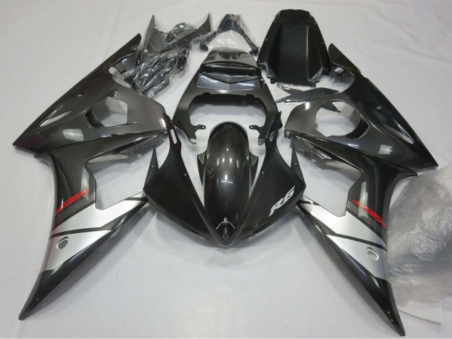 2005 Yamaha R6 Motorcycle Fairings - Glossy Black Silver Canada