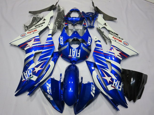 2008-2016 Yamaha R6 Motorcycle Fairings - White Blue Fiat Acer Motul Michelin Canada