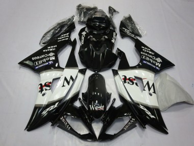 Cheap 2008-2016 Yamaha R6 Motorcycle Fairings - Glossy Black White West Michelin Canada