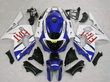 Cheap 1996-2007 Yamaha YZF600R Thundercat Motorcycle Fairings - White Blue Fiat Motul Canada