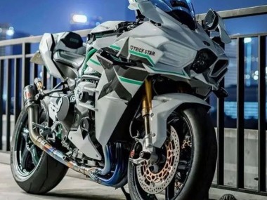 Cheap 2015-2022 Kawasaki Ninja H2 Motorcycle Fairings - White with Green Lines Canada