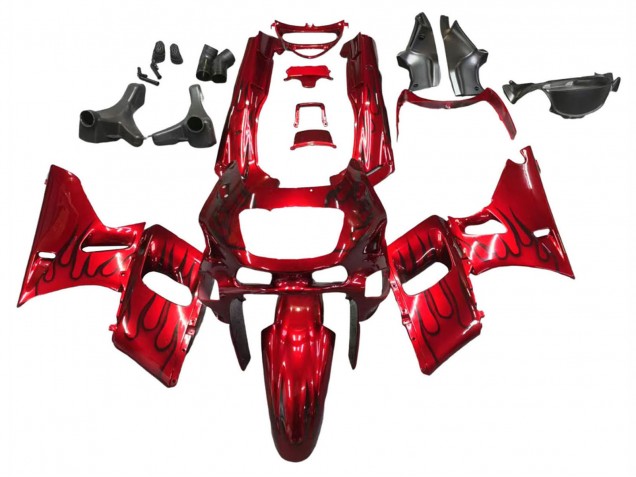 1993-2007 Kawasaki ZZR400 Motorcycle Fairings - Red Black Flame Canada