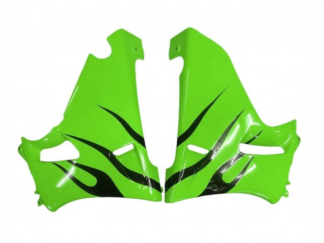 1998-2003 Kawasaki ZZR600 Motorcycle Fairings - Green Glossy Black Flame Canada