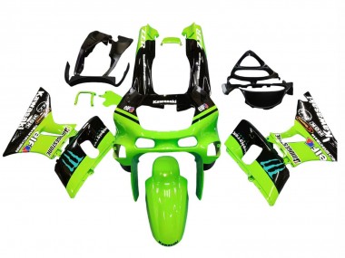 Cheap 1993-2007 Kawasaki ZZR400 Motorcycle Fairings - Green Glossy Black Blue Monster Elf Touch4 Bridgestone Canada