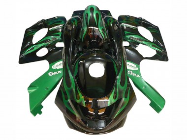 Cheap 1996-2007 Yamaha YZF600R Thundercat Motorcycle Fairings - Black with Dark Green Flame Canada