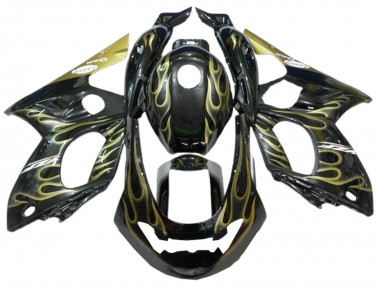 Cheap 1996-2007 Yamaha YZF600R Thundercat Motorcycle Fairings - Black with Gold Flame Canada