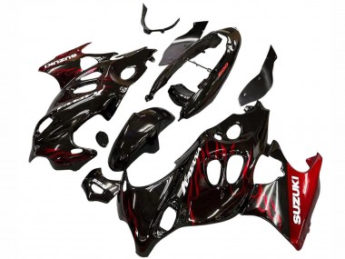 Cheap 2004-2006 Suzuki GSX600F/GSX750F Motorcycle Fairings - Glossy Black Red Flame Canada