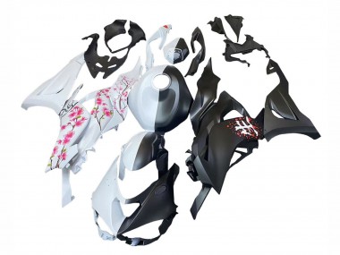Cheap 2023-2025 Kawasaki ZX6R Motorcycle Fairings - Black White with Flower Canada