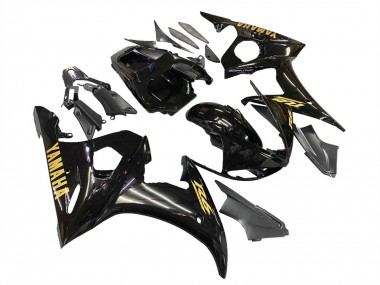 Cheap 2006-2009 Yamaha YZF R6S Motorcycle Fairings - Glossy Black Gold Decals Canada