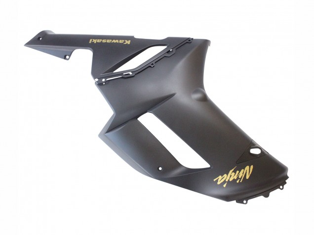 2007-2008 Kawasaki ZX6R Motorcycle Fairings - Matte Black with Yellow Logo Ninja Canada
