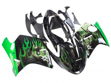 Cheap 1996-2007 Honda CBR1100XX Blackbird Motorcycle Fairing - Glossy Black Green Flame Canada