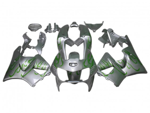 1998-1999 Honda CBR900RR 919 Motorcycle Fairings - Silver Green Flame Canada
