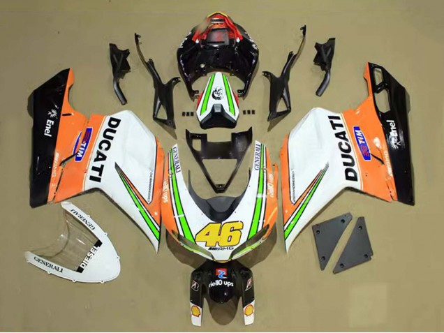 2007-2014 Ducati 848/1098/1198 Motorcycle Fairings - White Orange Green Glossy Black Tim 46 Canada