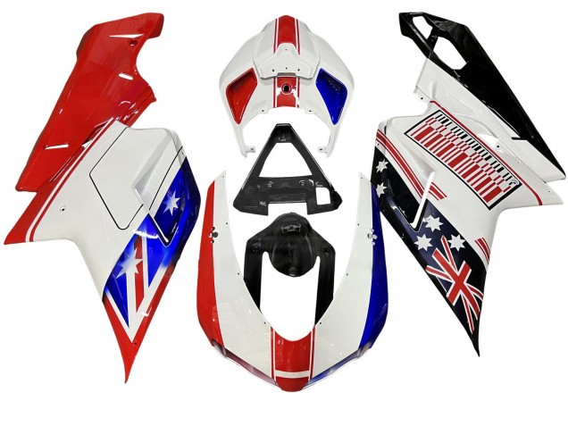 2007-2014 Ducati 848/1098/1198 Motorcycle Fairings - White Red Blue Glossy Black Canada