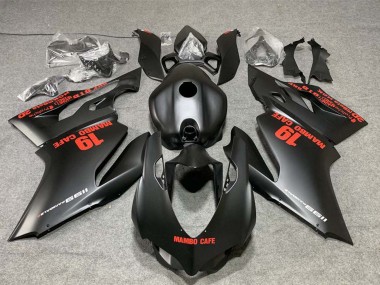 Cheap 2011-2014 Ducati 1199 Motorcycle Fairings - Matte Black with Red Decals Mambo Cafe 19 Canada
