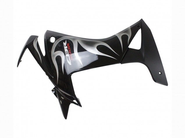 2013-2015 Honda CBR500R Motorcycle Fairings - Glossy Black Silver Flame Canada