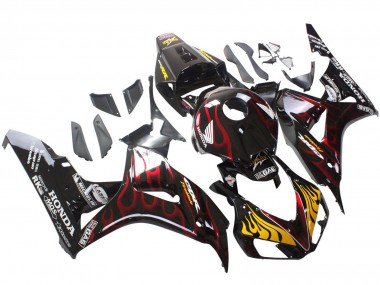 Cheap 2006-2007 Honda CBR1000RR Motorcycle Fairings - Glossy Black Yellow Red Flame Canada